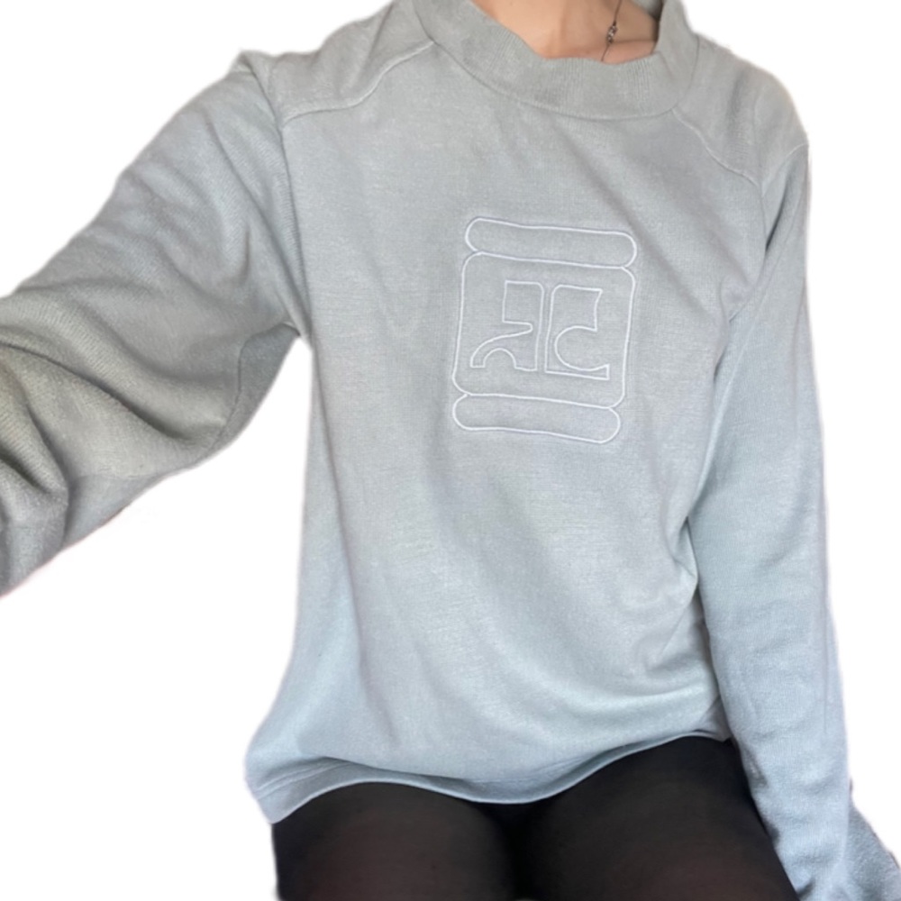 🤍SOLD vintage Courrèges baby blue logo sweater